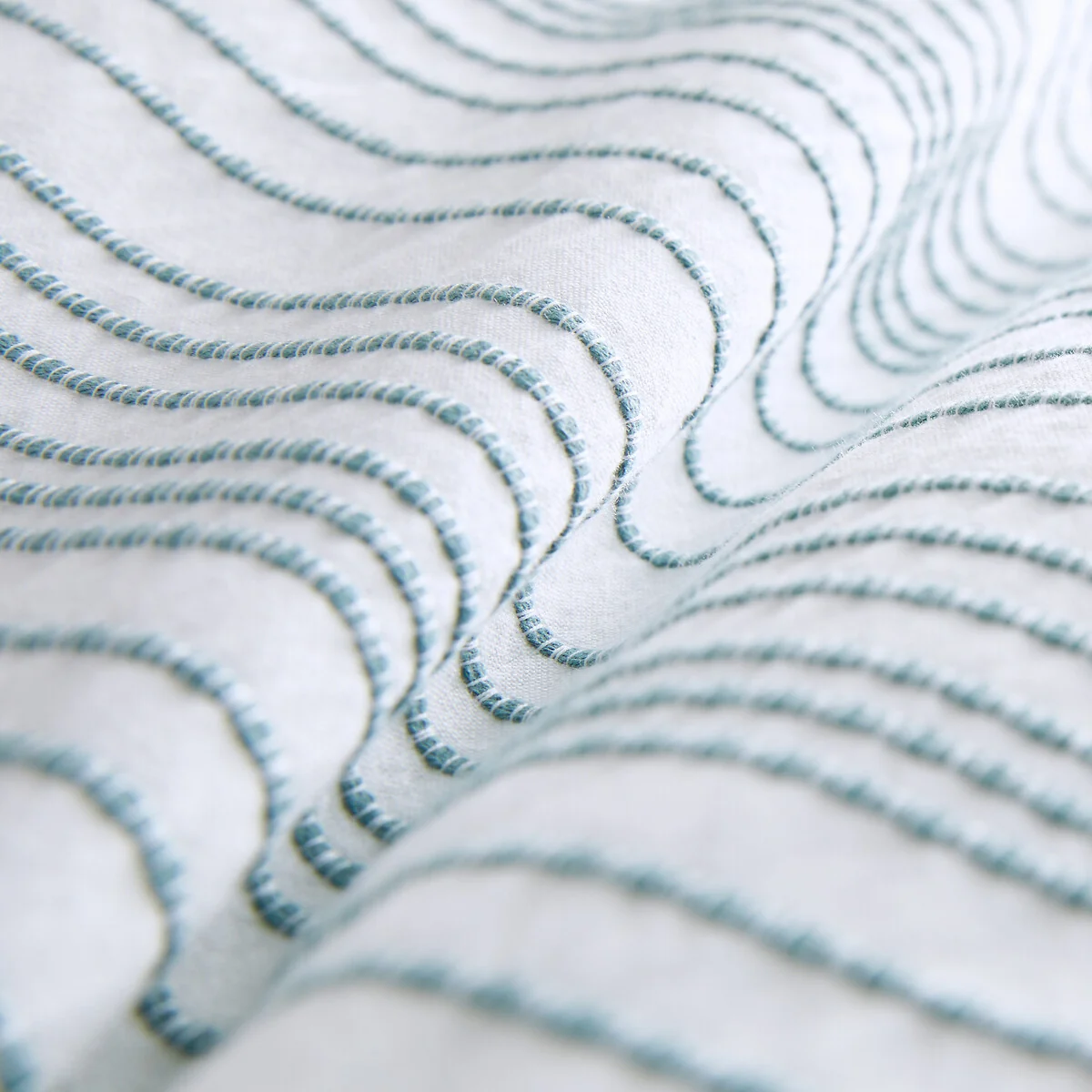Roma Striped Embroidered 100% Washed Cotton Percale Duvet Cover – image 4