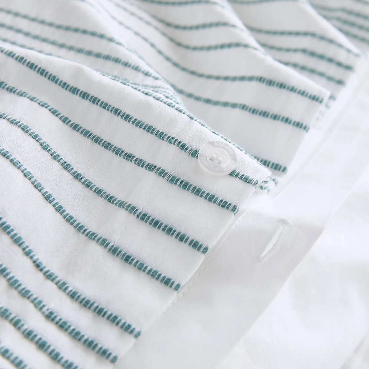 Roma Striped Embroidered 100% Washed Cotton Percale Duvet Cover – image 5