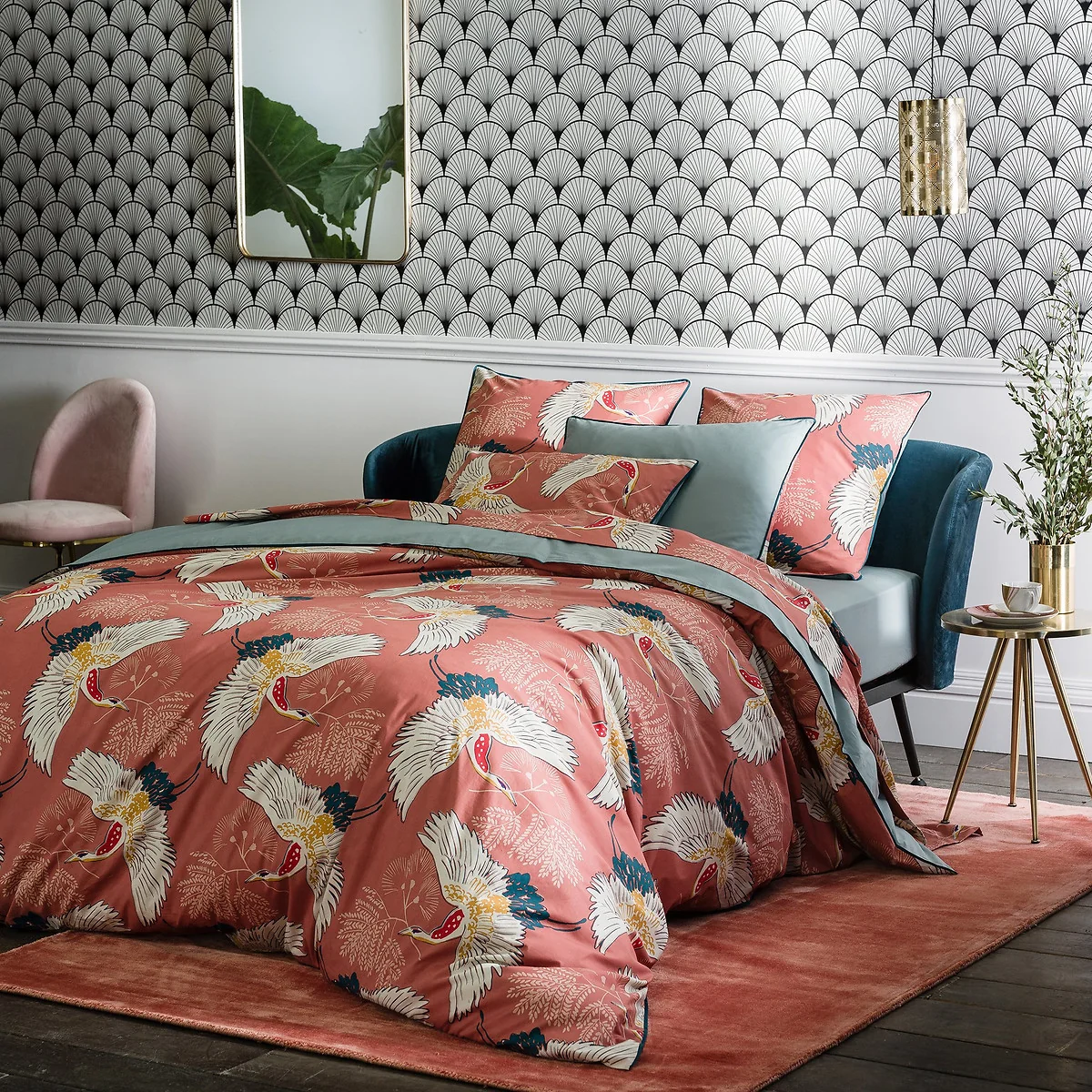 Grues Bird 100% Cotton Percale Duvet Cover – image 1