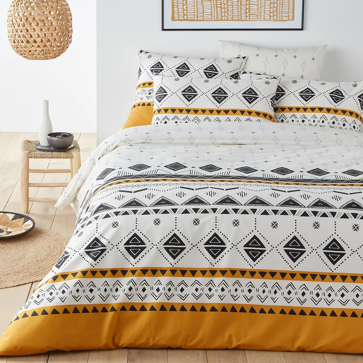 Bahiya Graphic 100% Cotton Percale 200 Thread Count Duvet Cover – image 1