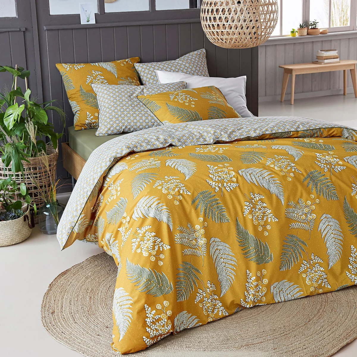 Fougère Vintage Floral 100% Cotton Percale 200 Thread Count Duvet Cover