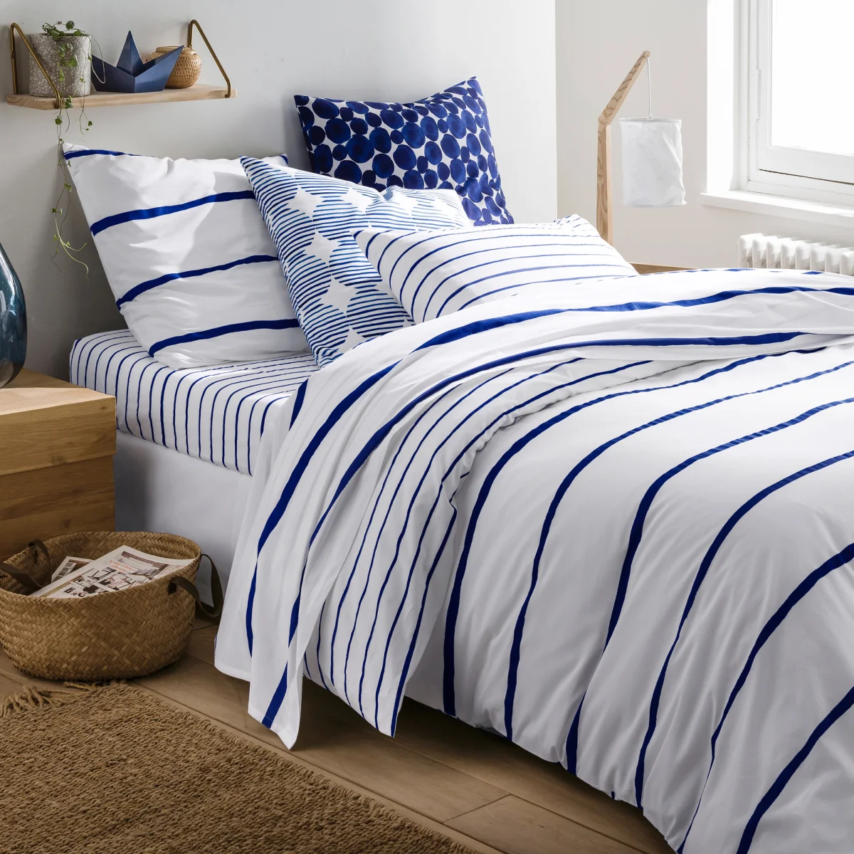 Glenans Nautical Striped 100% Cotton Duvet Cover – image 1