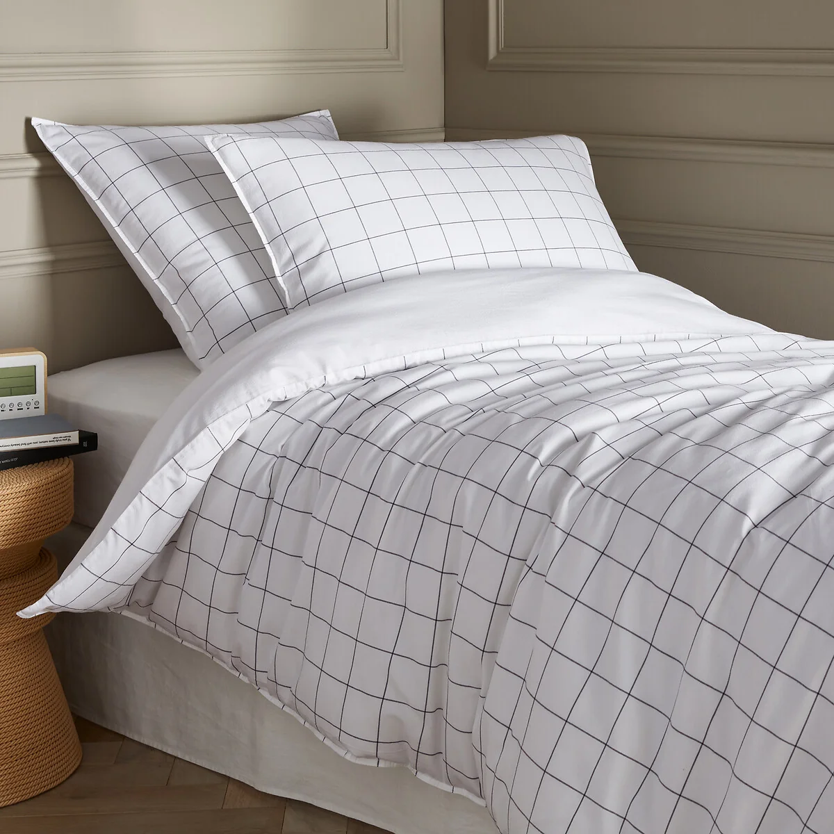 Ponlok Checked Organic Cotton 350 Thread Count Duvet Cover – image 2