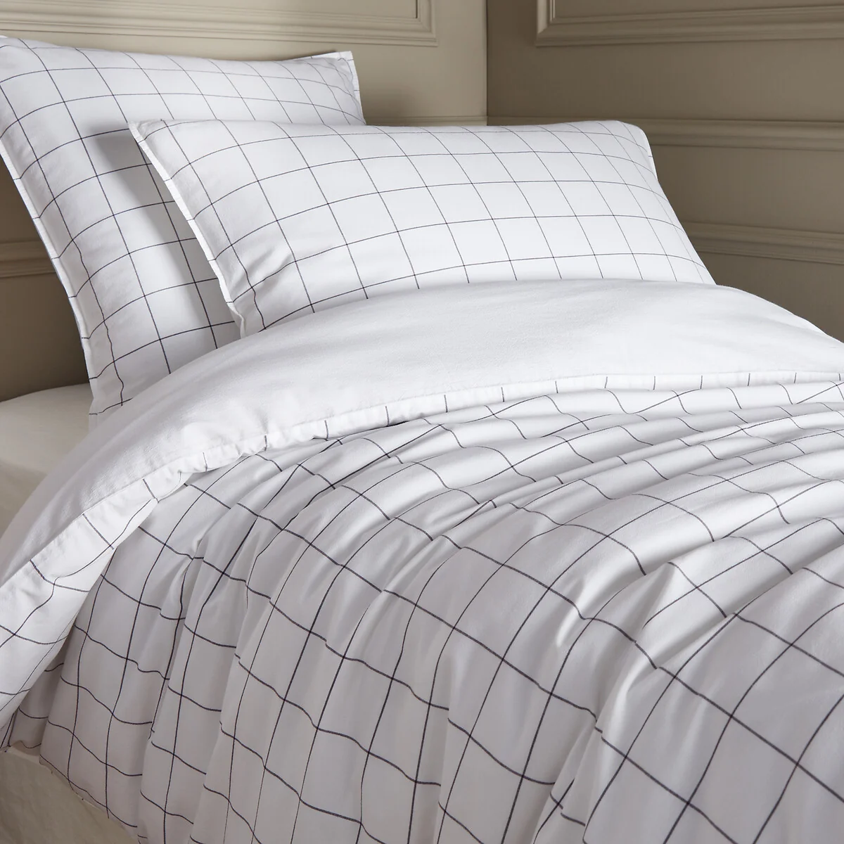 Ponlok Checked Organic Cotton 350 Thread Count Duvet Cover – image 3