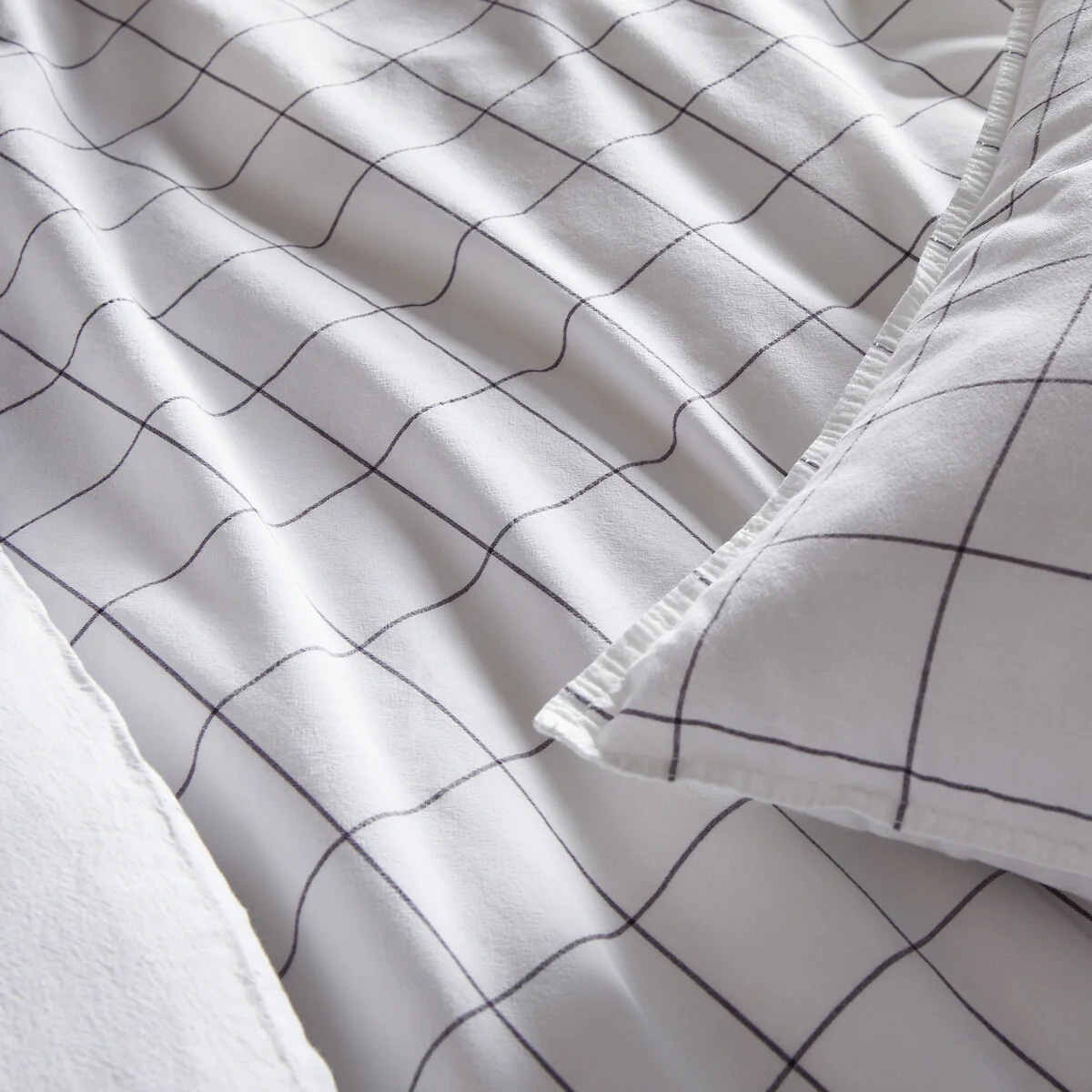 Ponlok Checked Organic Cotton 350 Thread Count Duvet Cover – image 4