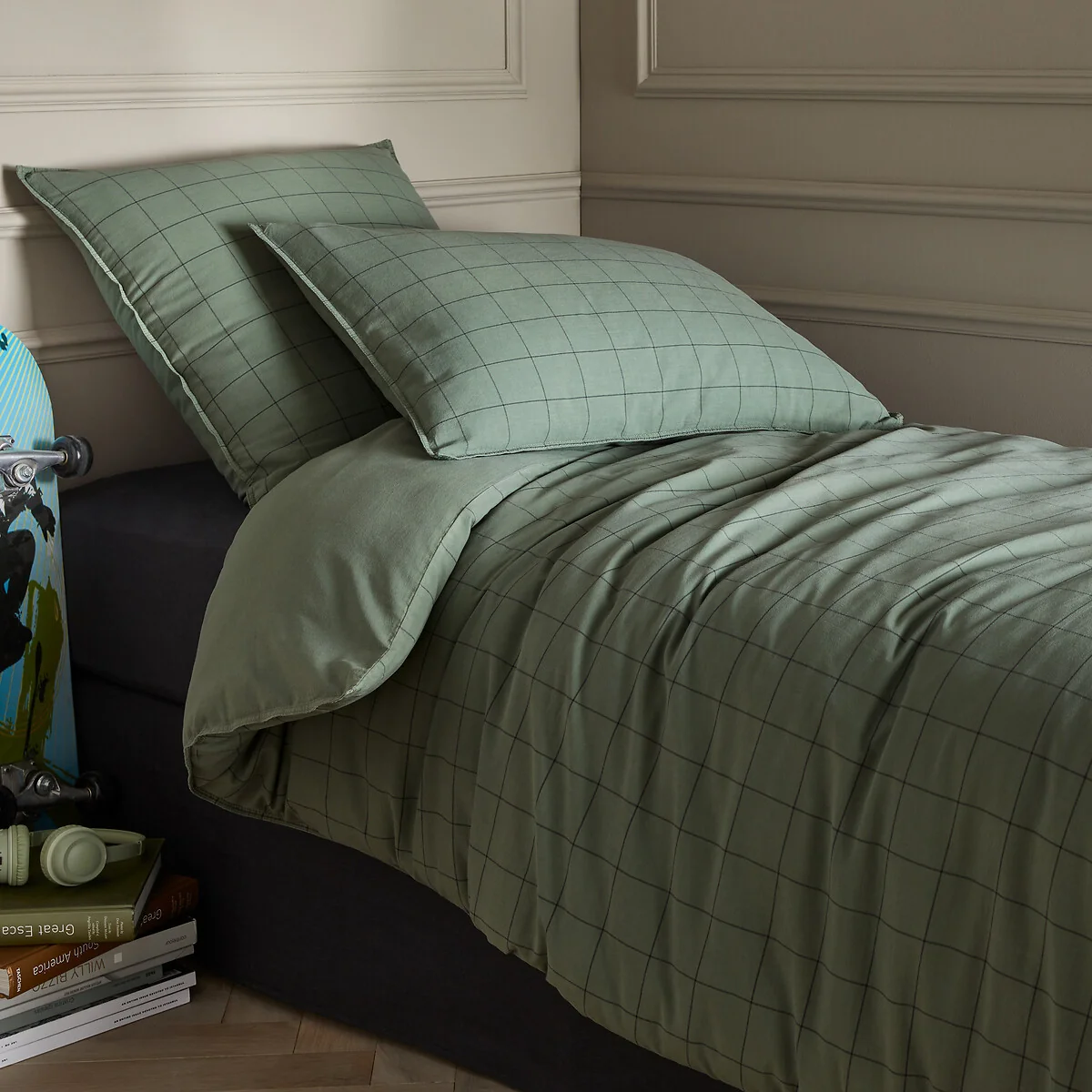 Ponlok Checked Organic Cotton 350 Thread Count Duvet Cover – image 1