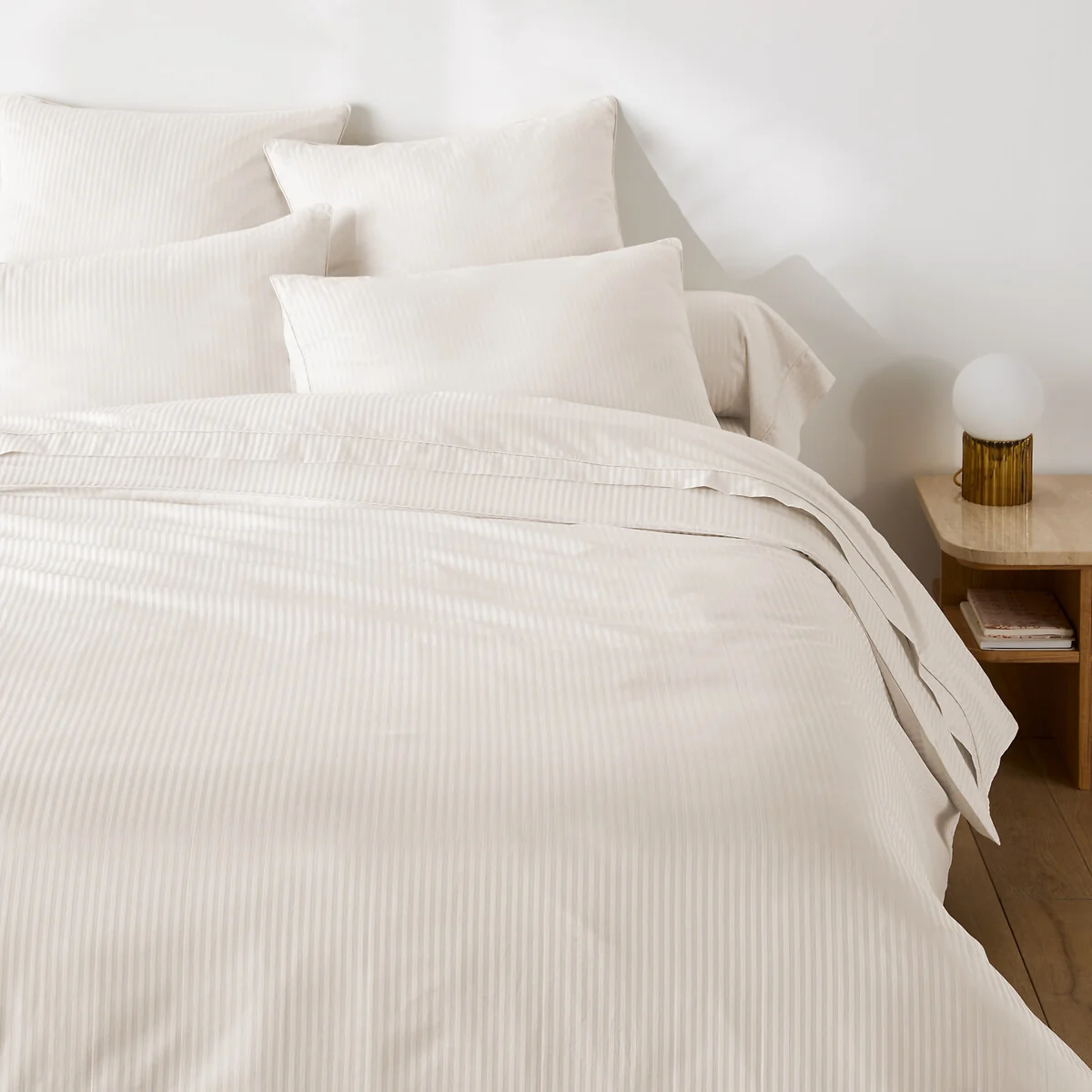 Opale Striped Cotton Satin 350 Thread Count Duvet Cover – image 2