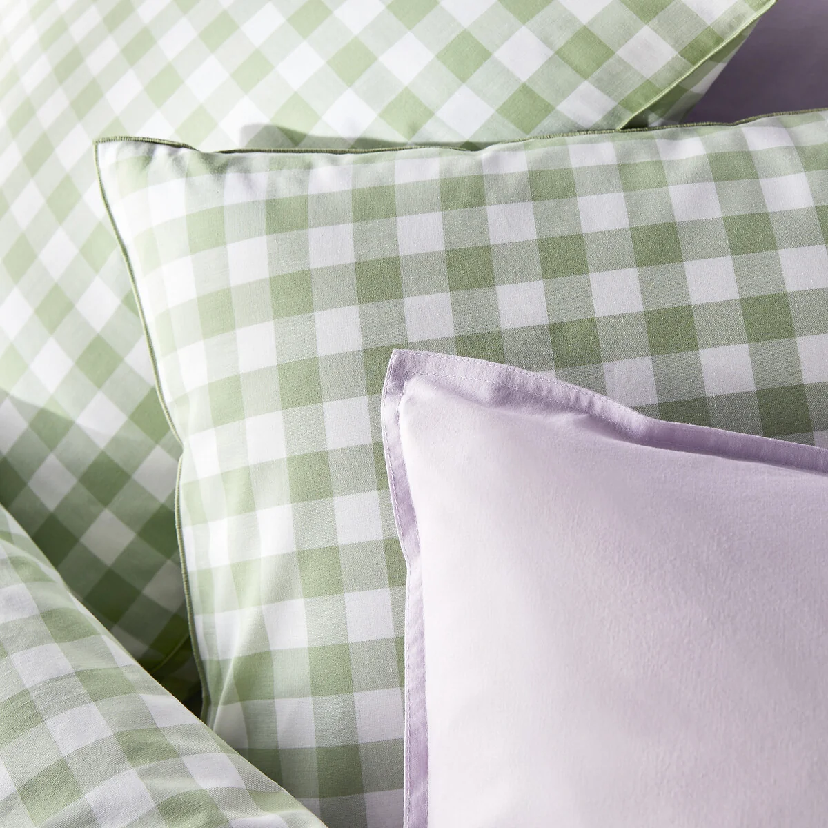 Veldi Green Gingham Check 100% Cotton Duvet Cover – image 3