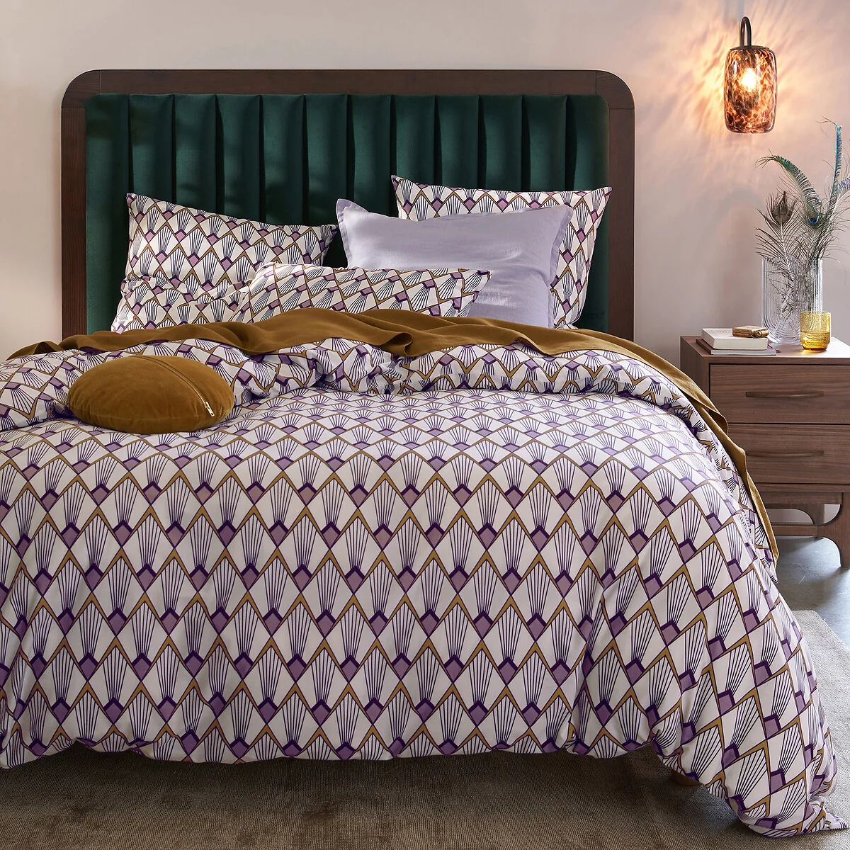 Elisa Mauve Geometric 100% Cotton Percale 200 Thread Count Duvet Cover