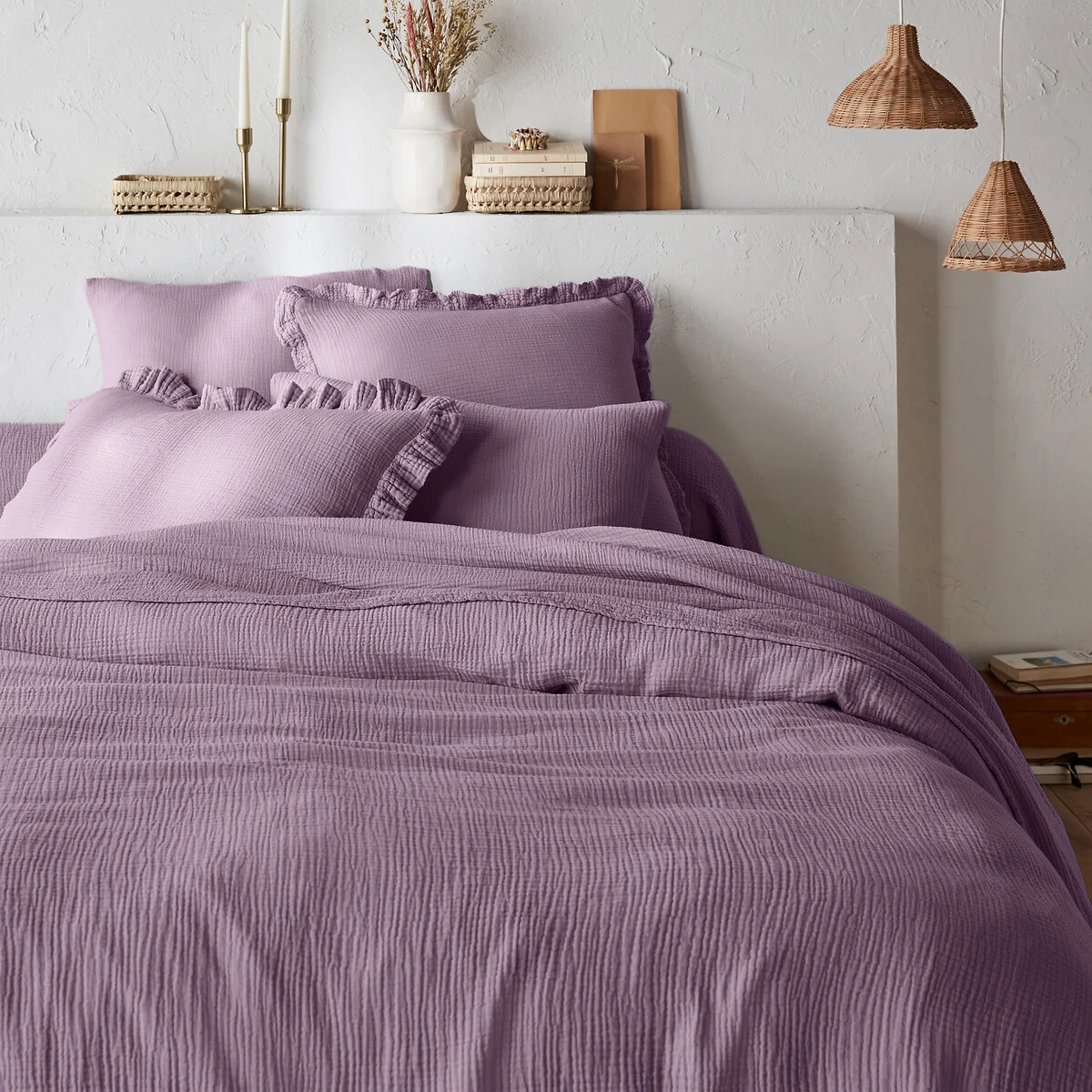 Kumla Plain 100% Cotton Muslin Duvet Cover – image 1