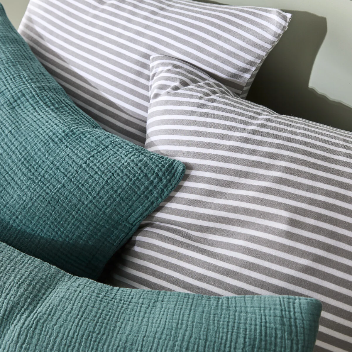 Dolsi Striped Grey Cotton/Modal Jersey Duvet Cover – image 3
