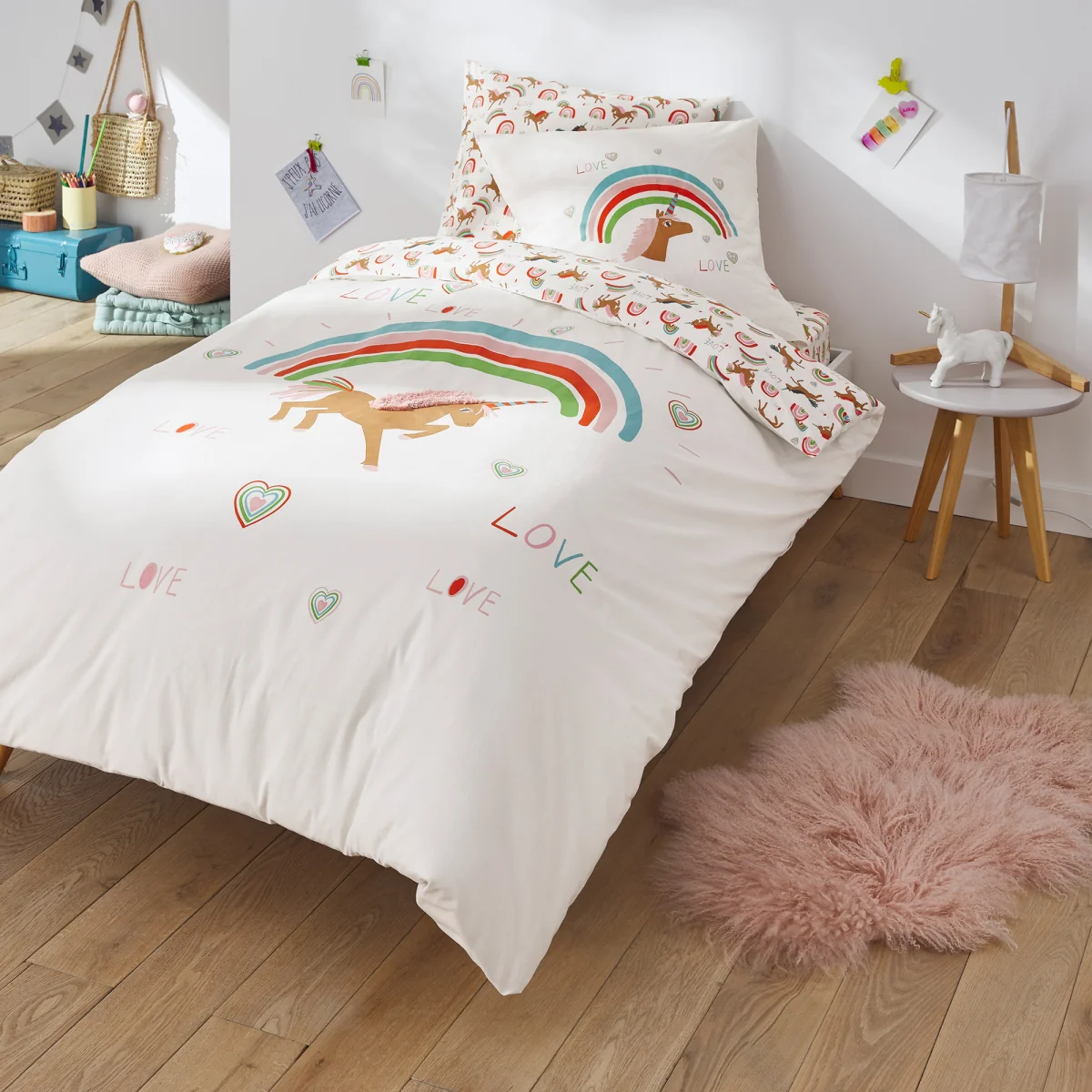 Licorne Duvet Cover in Unicorn Print Organic Cotton – image 2