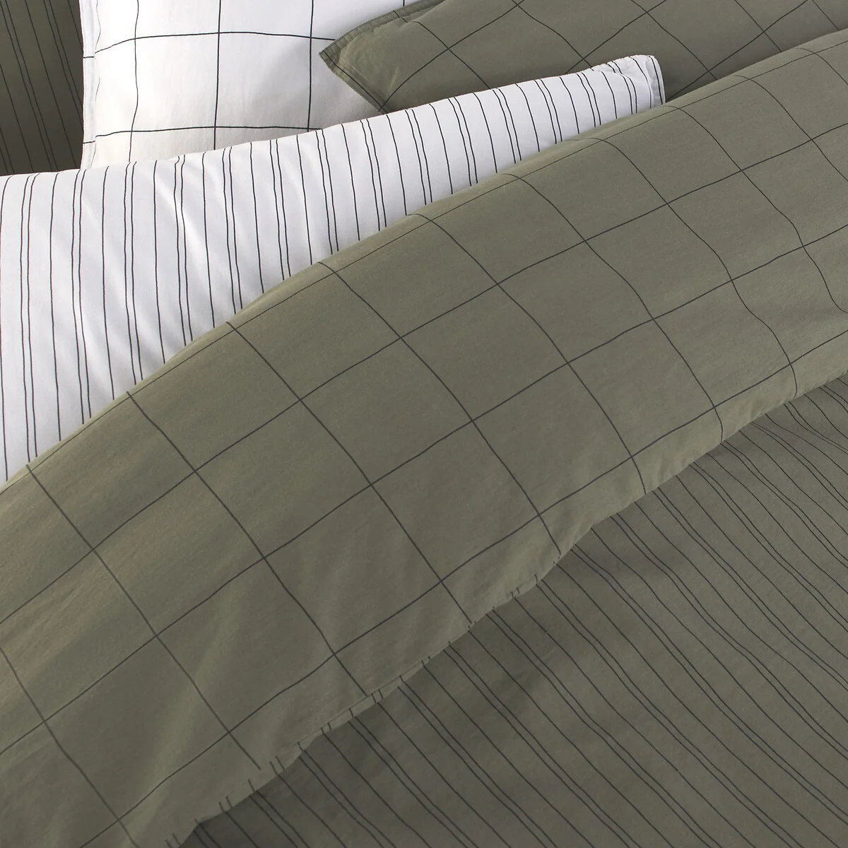 Monille Striped 100% Washed Cotton Duvet Cover – image 3