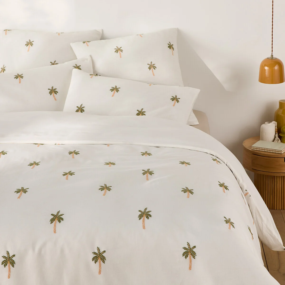 Ravenel Embroidered Palm Cotton & Washed Linen Duvet Cover – image 2