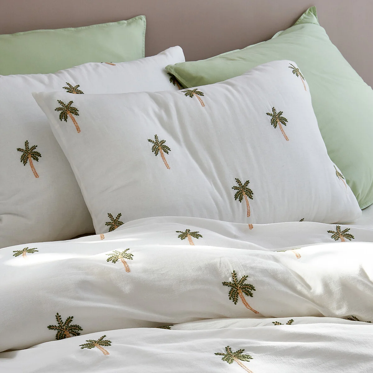 Ravenel Embroidered Palm Cotton & Washed Linen Duvet Cover – image 3