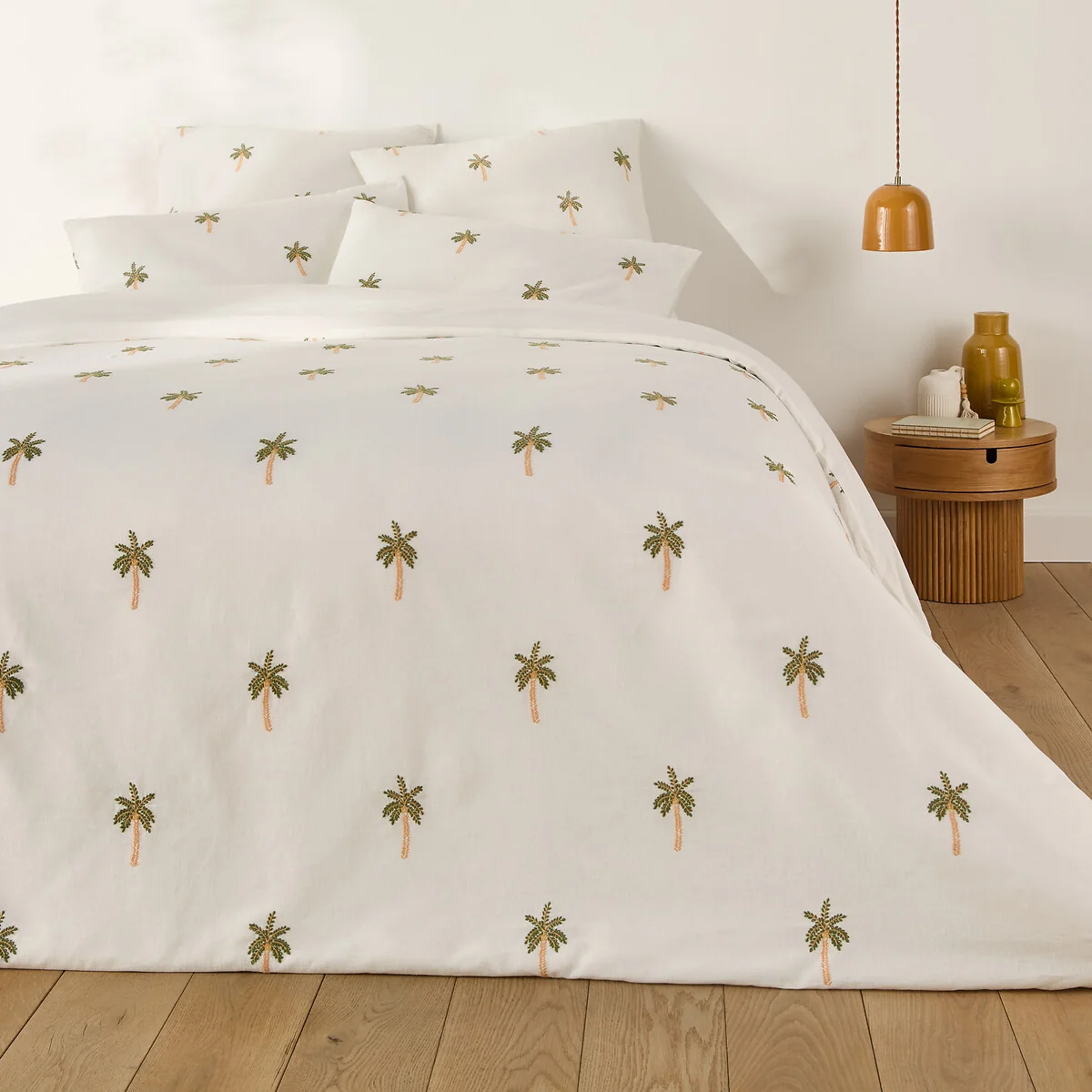 Ravenel Embroidered Palm Cotton & Washed Linen Duvet Cover – image 4