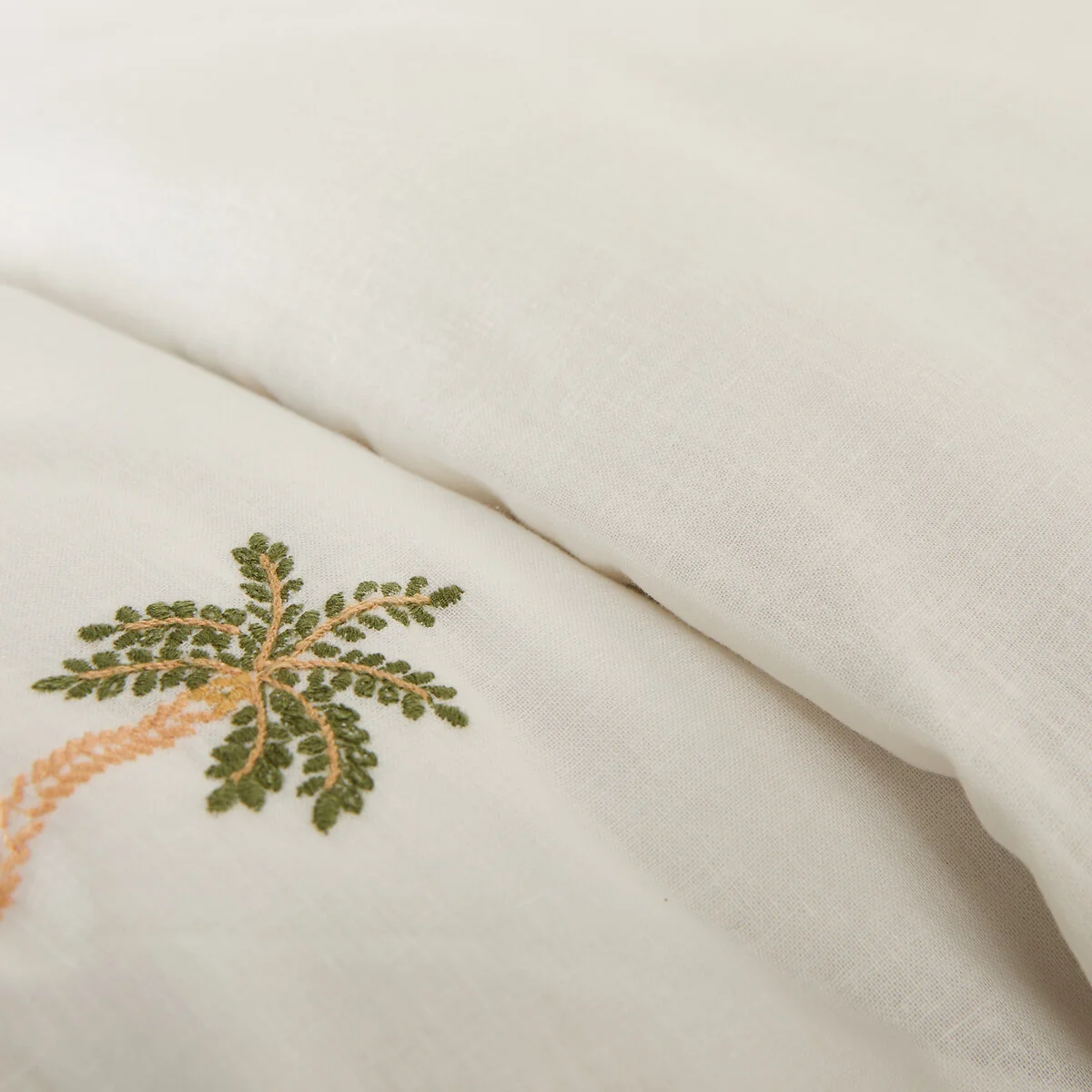Ravenel Embroidered Palm Cotton & Washed Linen Duvet Cover – image 6