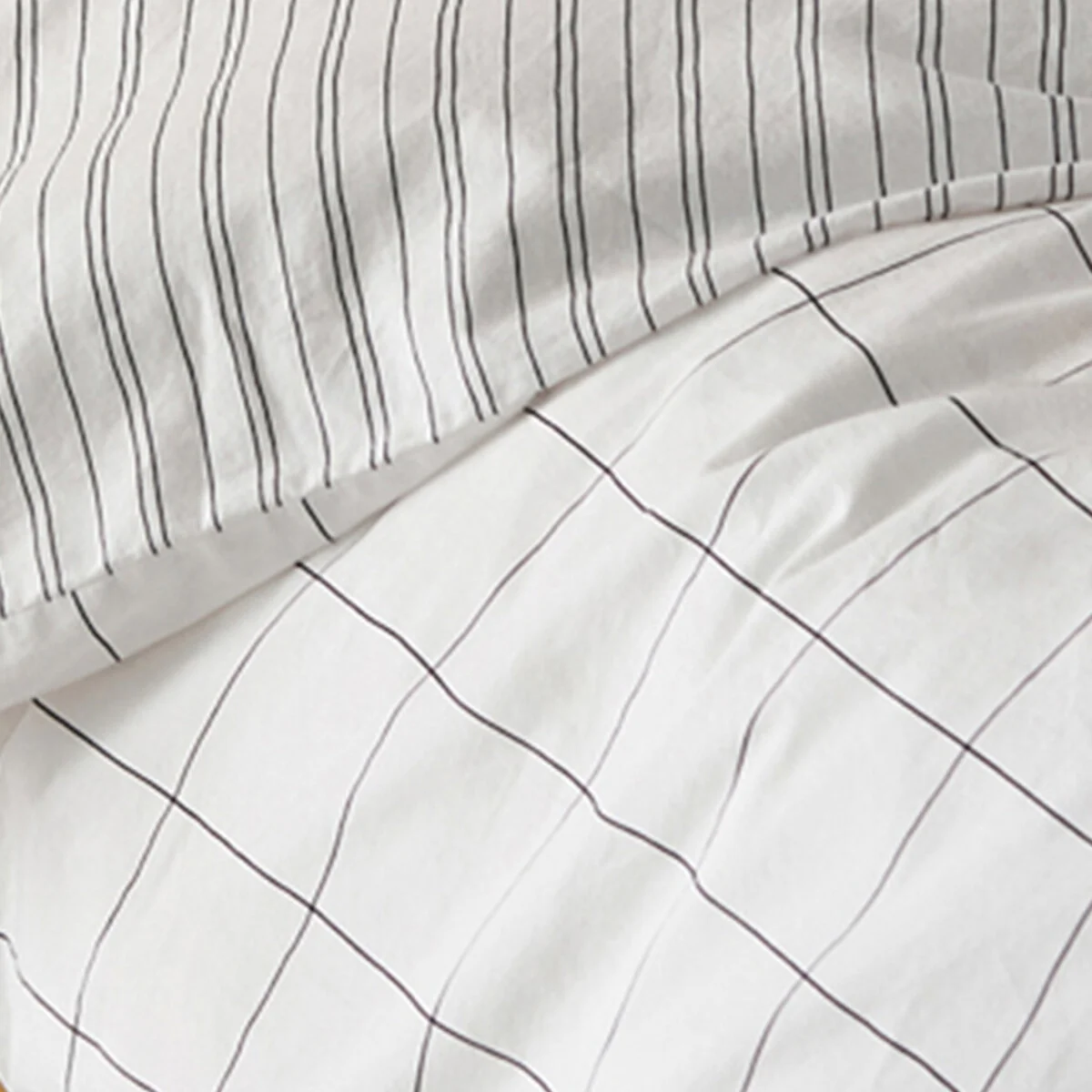 Monille Checked 100% Washed Cotton Reversible Duvet Cover – image 2