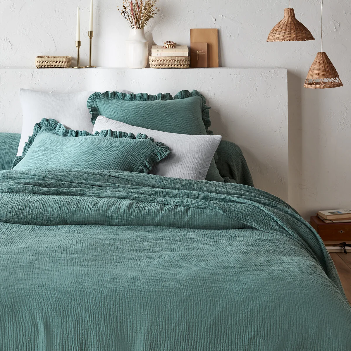 Kumla Plain 100% Cotton Muslin Duvet Cover – image 1