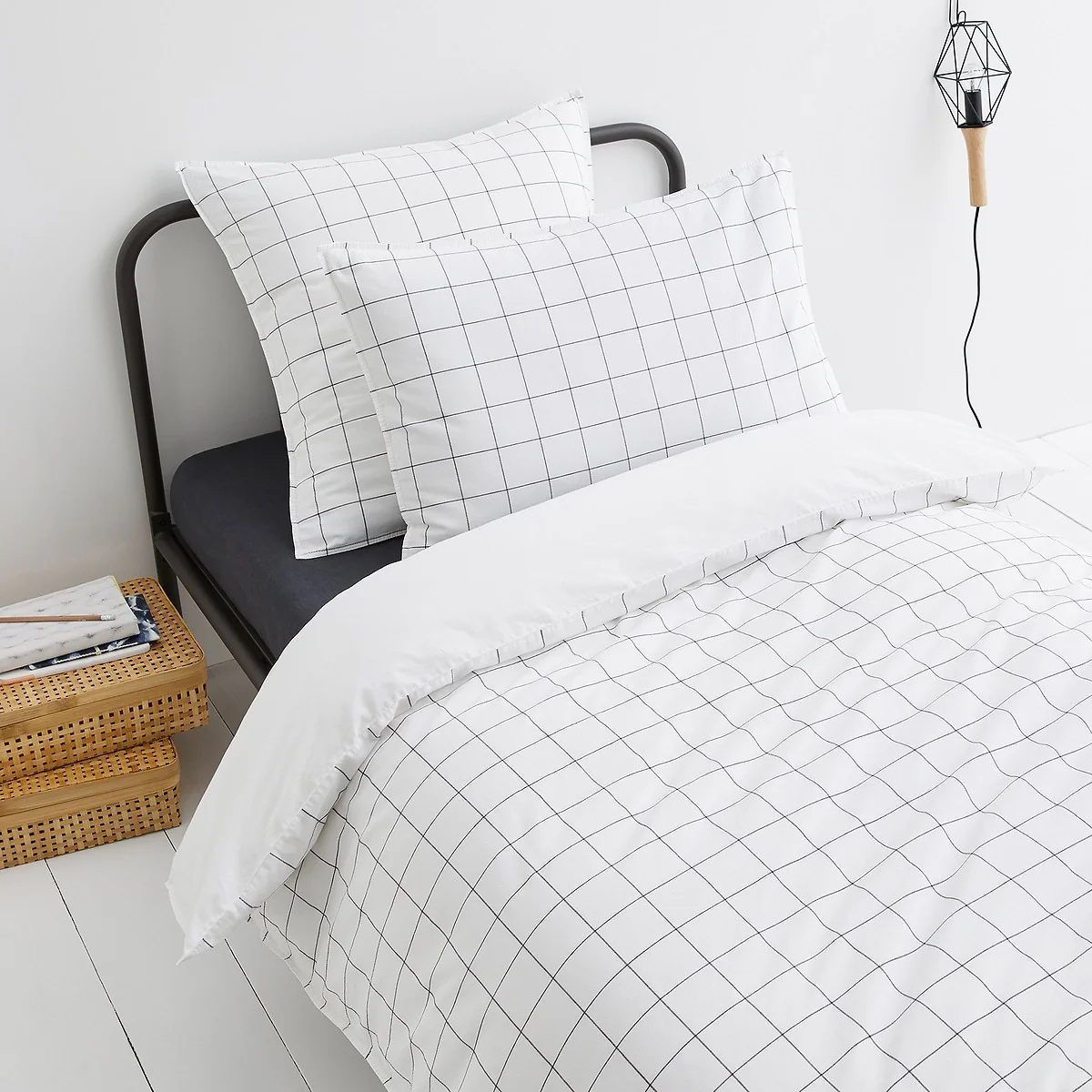 Ponlok Checked Organic Cotton 350 Thread Count Duvet Cover – image 1
