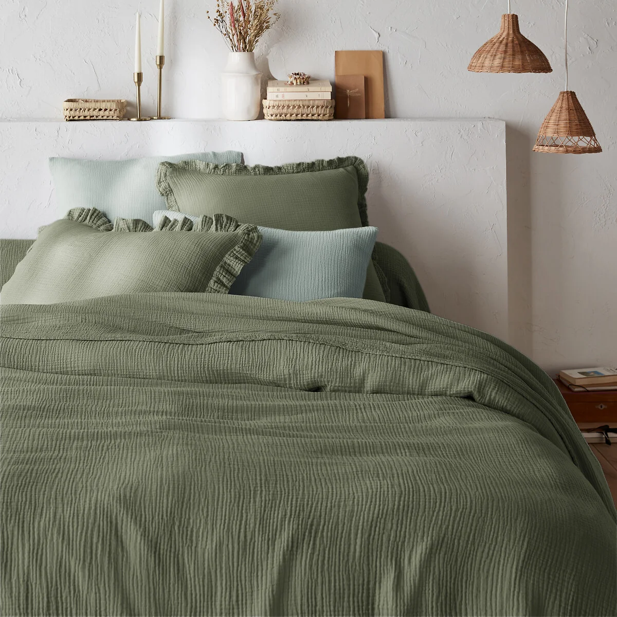 Kumla Plain 100% Cotton Muslin Duvet Cover – image 1