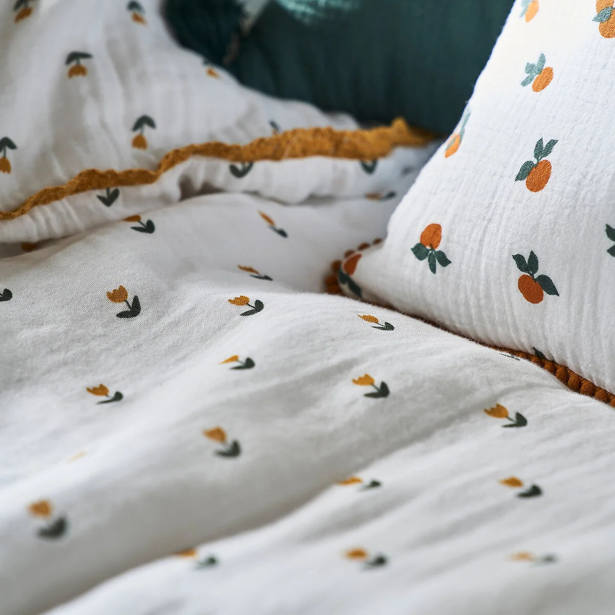 Tulipe Floral 100% Cotton Muslin Duvet Cover – image 3