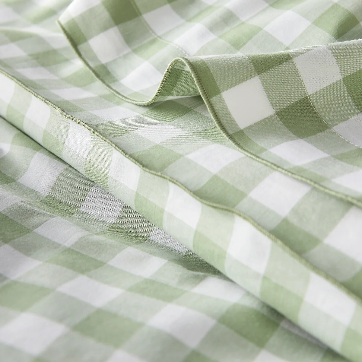 Veldi Green Gingham Check 100% Cotton Duvet Cover – image 4