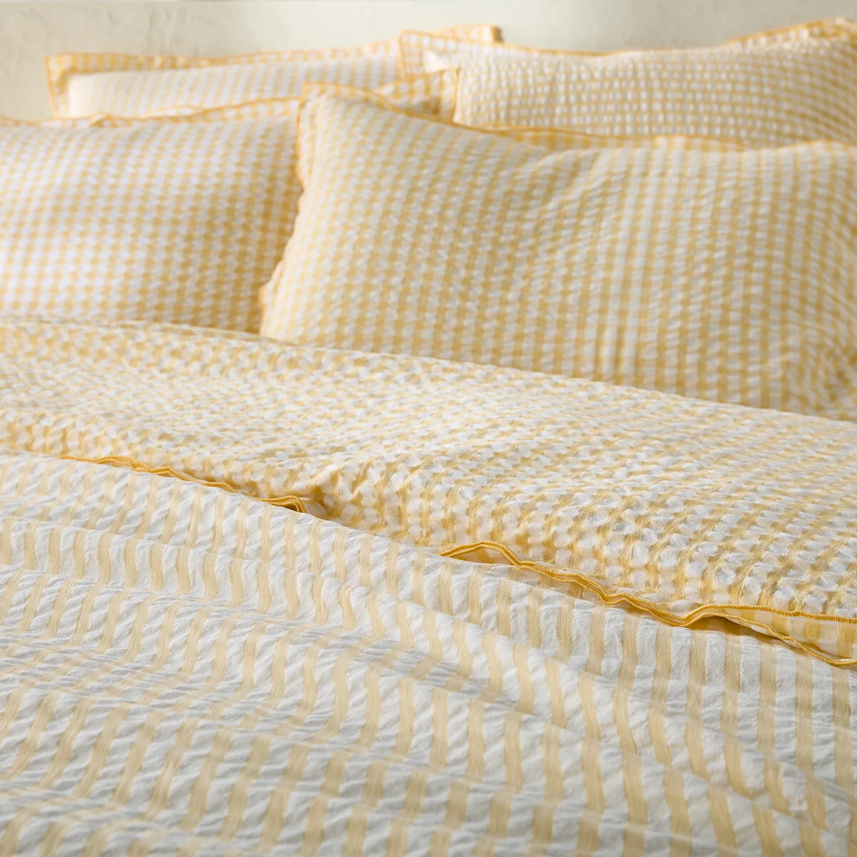 Cottage Yellow Cotton Seersucker Duvet Cover – image 4