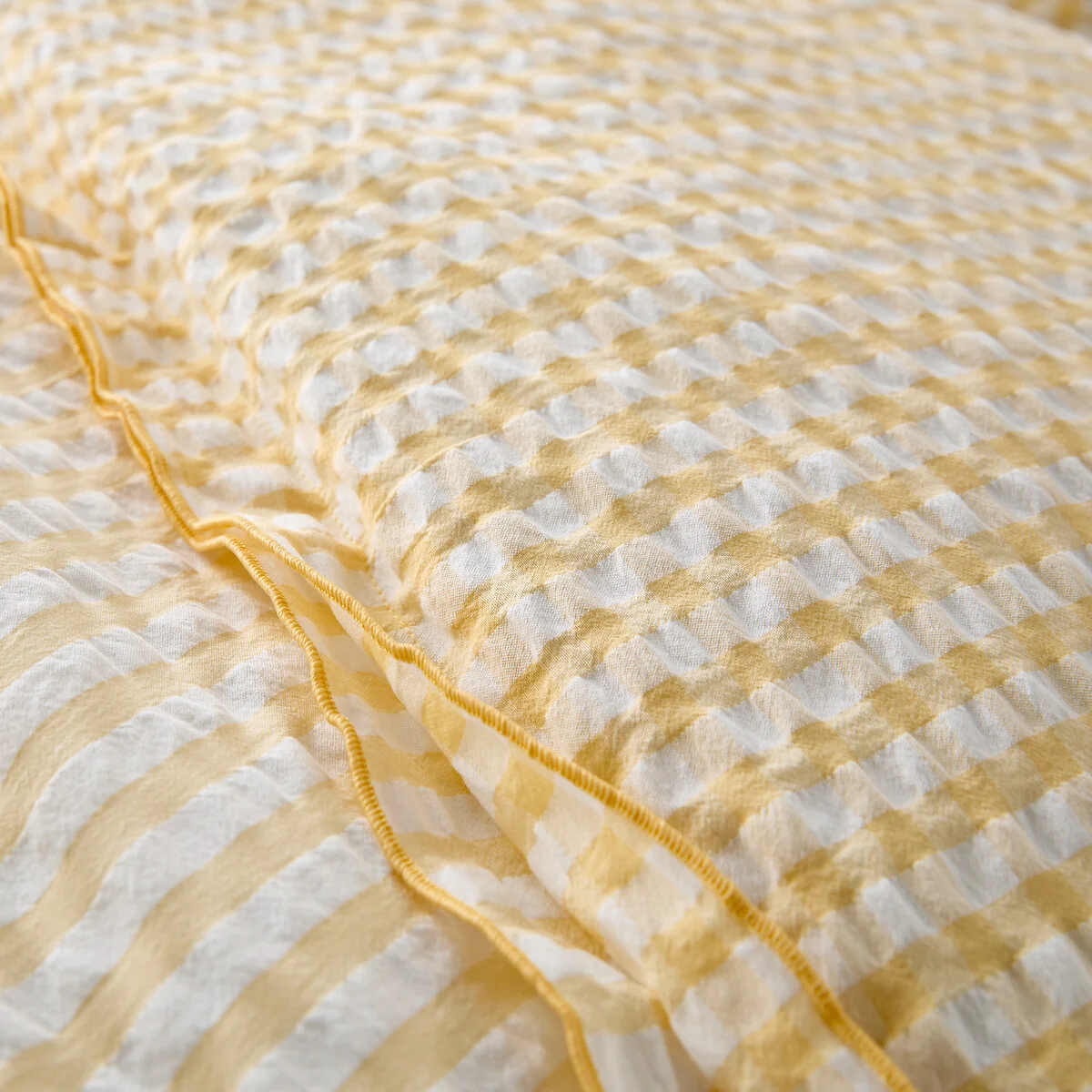 Cottage Yellow Cotton Seersucker Duvet Cover – image 5