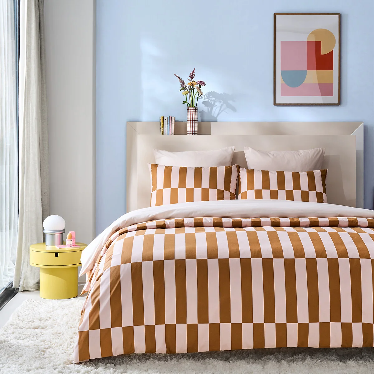 Tabaka Caramel Geometric Print 50% Recycled Cotton Duvet Cover – image 2