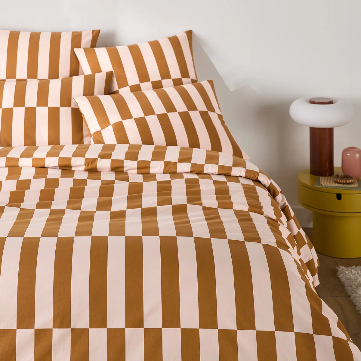 Tabaka Caramel Geometric Print 50% Recycled Cotton Duvet Cover – image 3