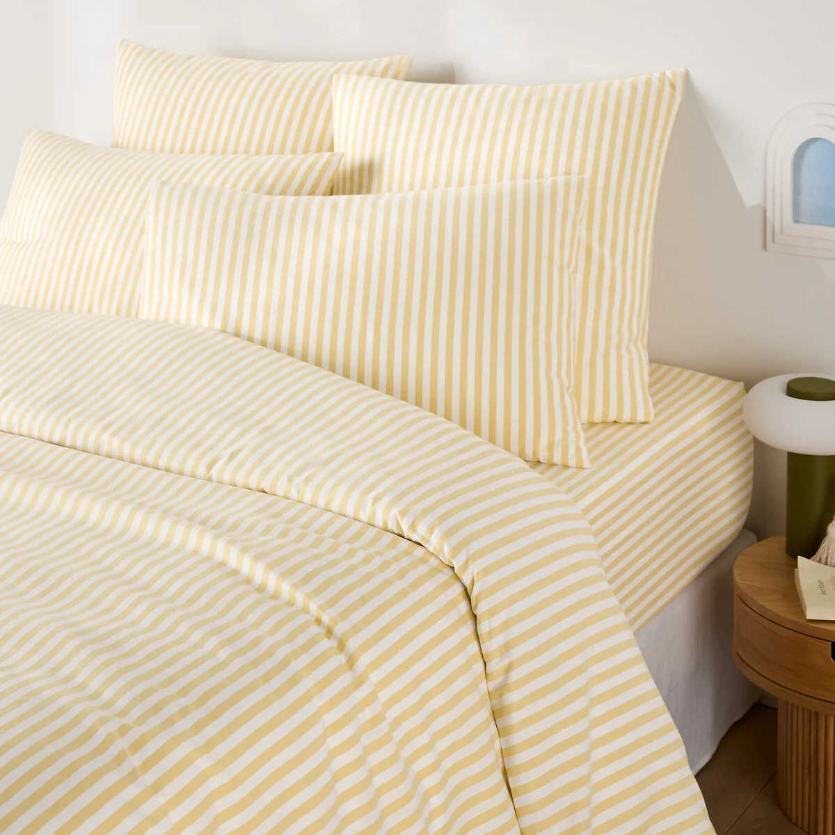 Soizic Yellow Striped Cotton Yarn-Dyed Duvet Cover – image 1