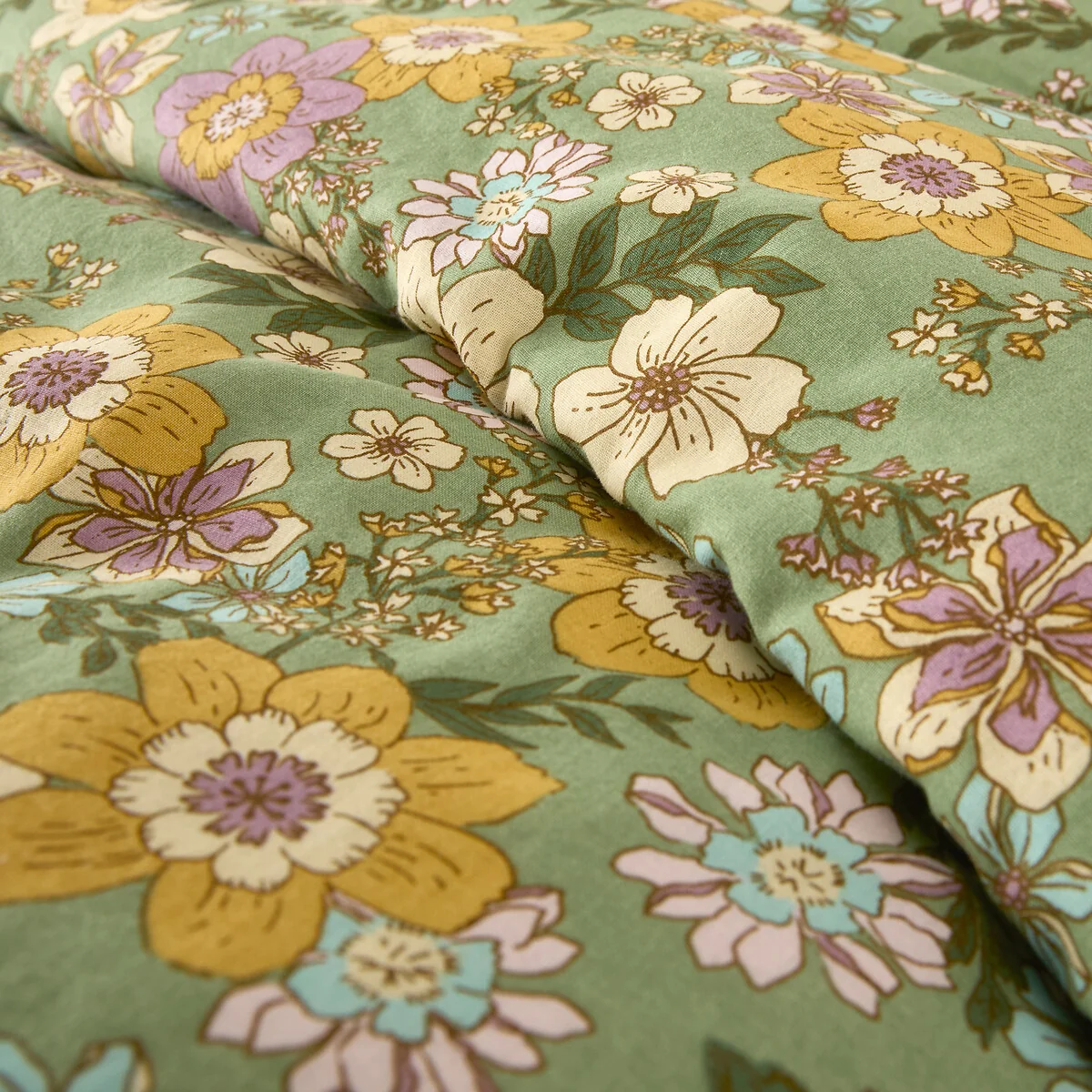 Rosemary Green Cotton & Washed Linen Duvet Cover – image 5