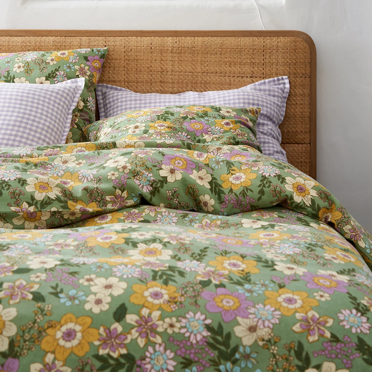 Rosemary Green Cotton & Washed Linen Duvet Cover – image 1