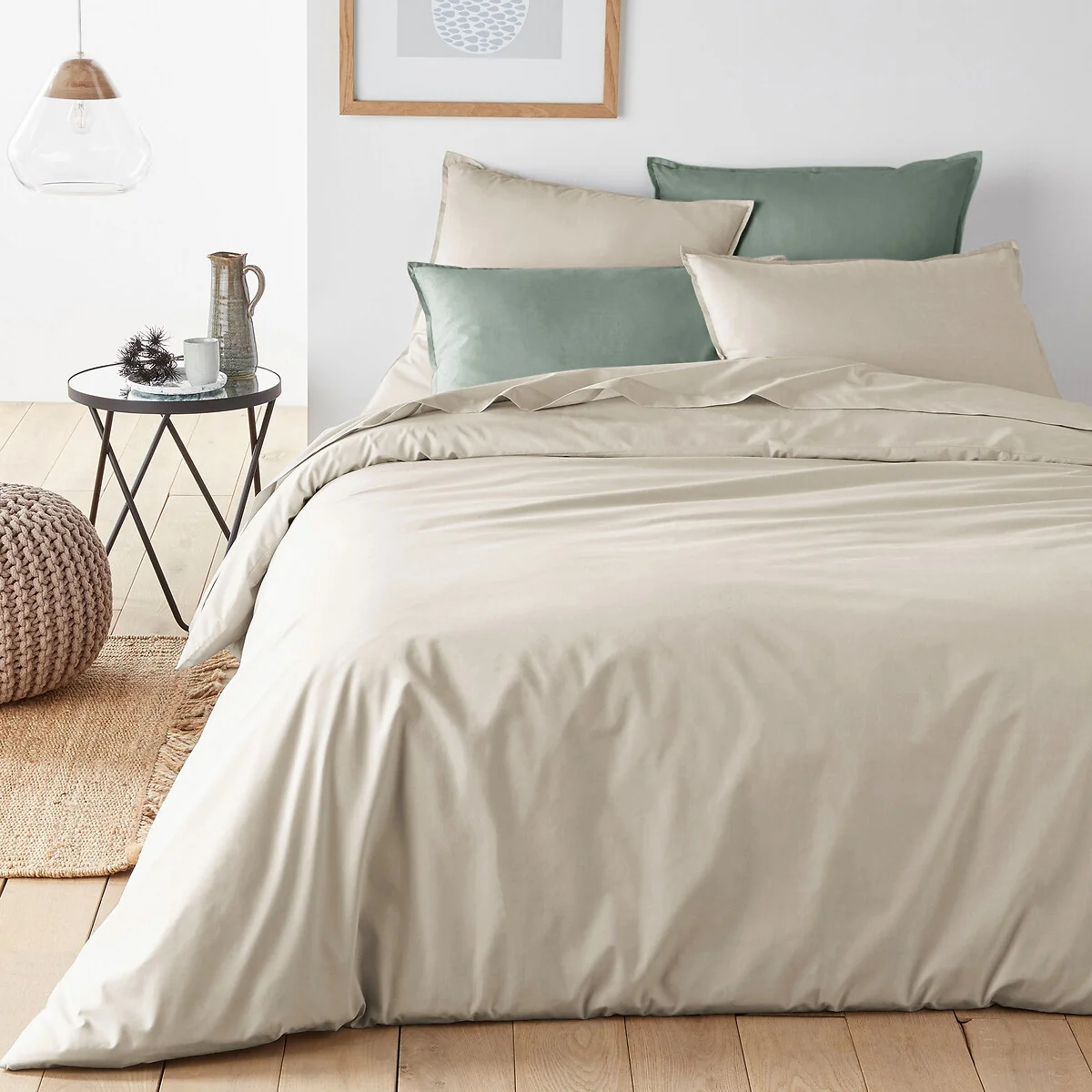 Plain 100% Organic Cotton Percale 200 Thread Count Duvet Cover – image 1