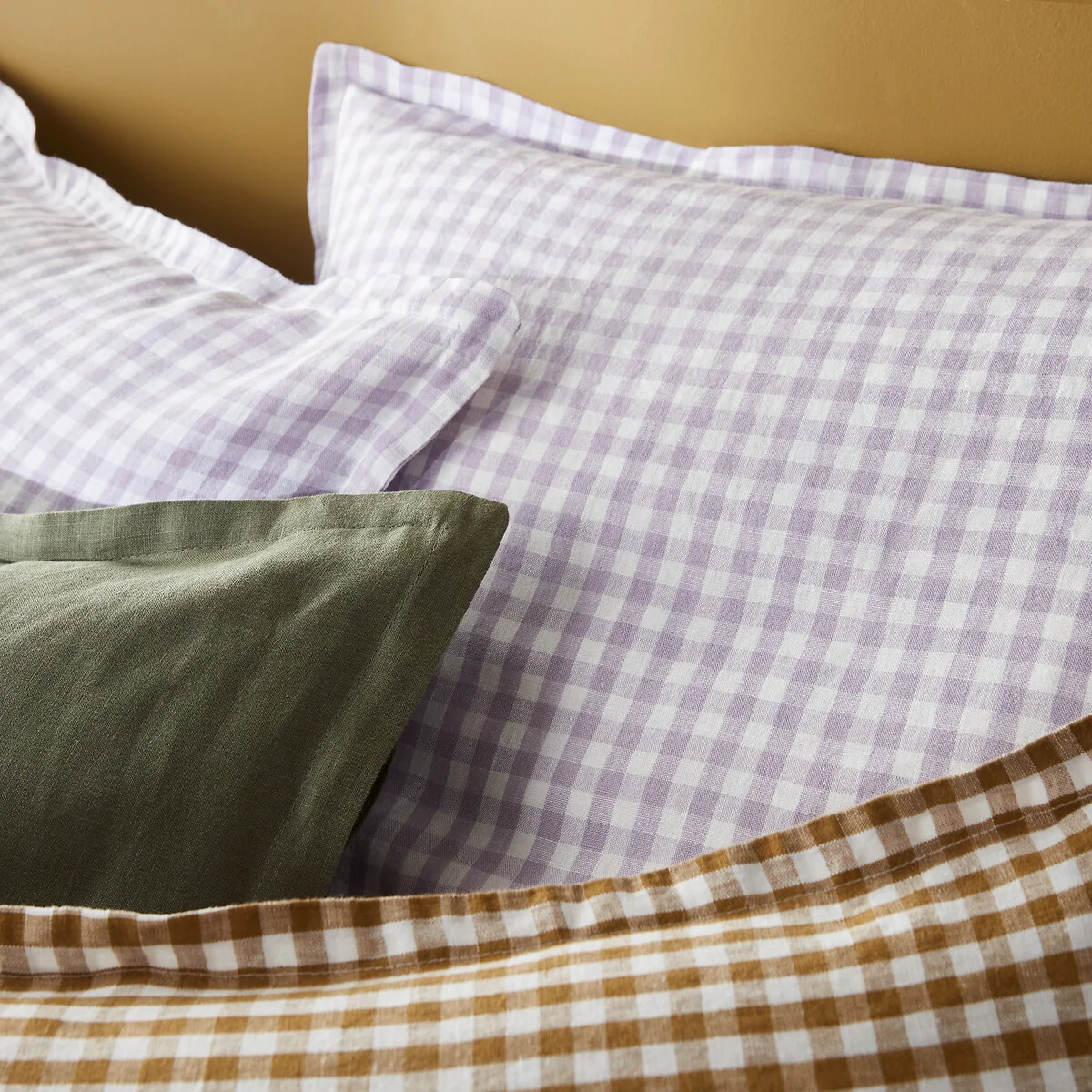 Acélie Lilac Gingham 100% Washed Linen Duvet Cover – image 3