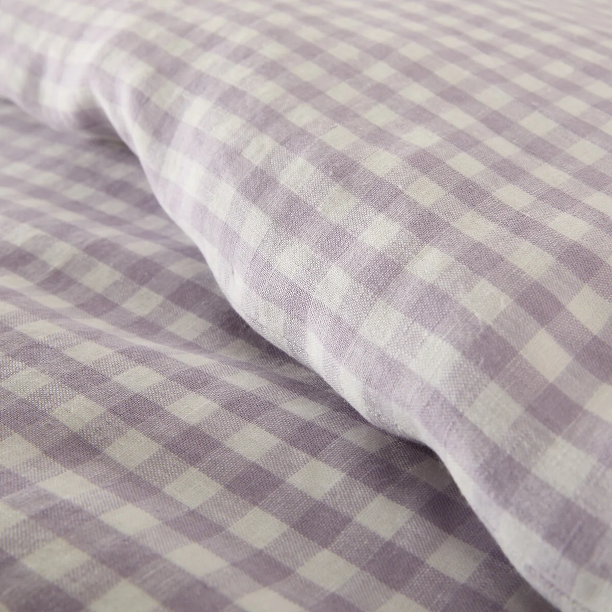 Acélie Lilac Gingham 100% Washed Linen Duvet Cover – image 6
