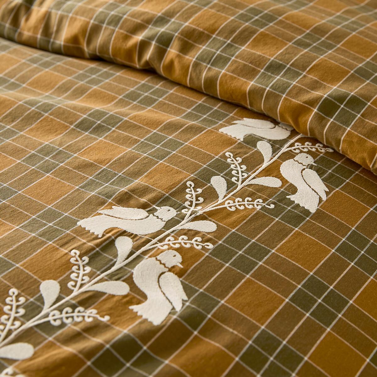 Lotta Embroidered Tartan 100% Cotton Duvet Cover – image 3