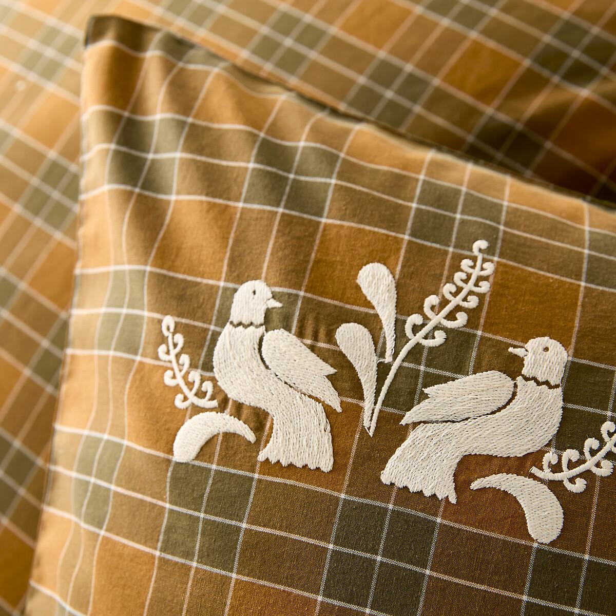 Lotta Embroidered Tartan 100% Cotton Duvet Cover – image 4