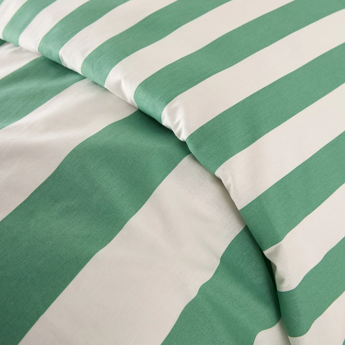 Hendaye Green Striped 100% Cotton Duvet Cover – image 5