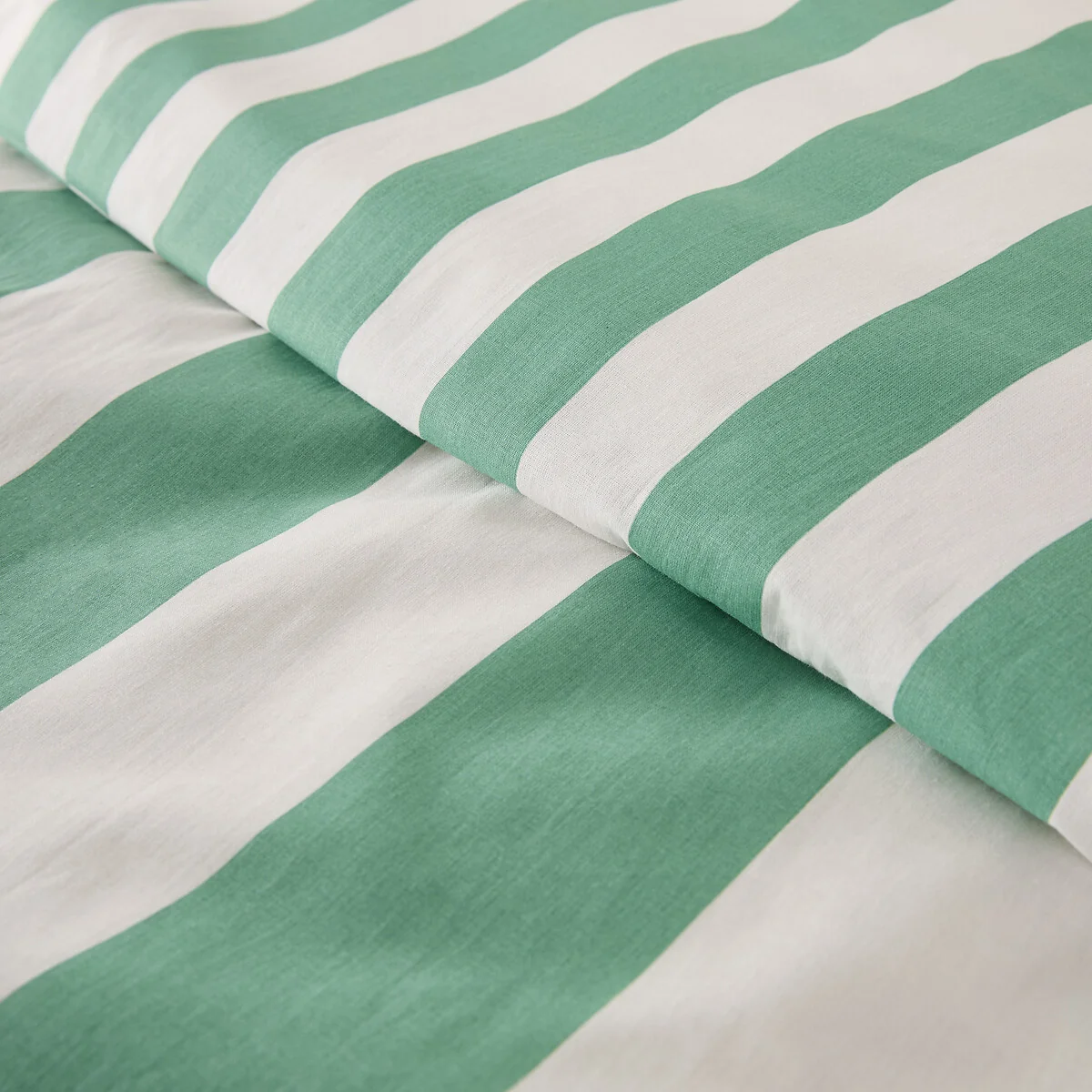 Hendaye Green Striped 100% Cotton Duvet Cover – image 6