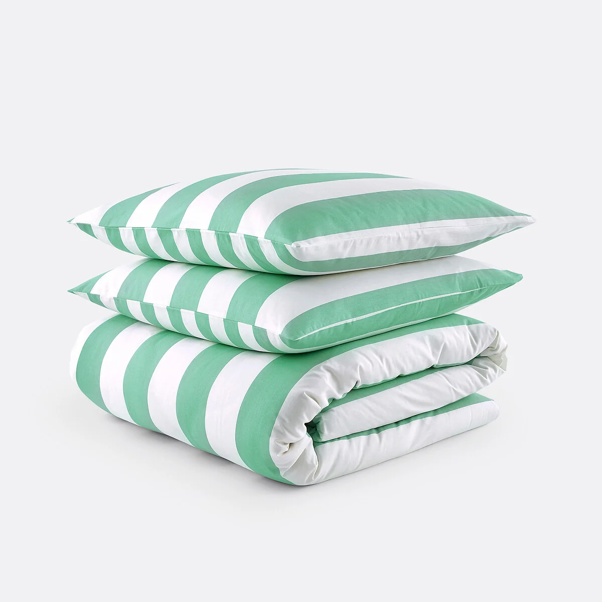 Hendaye Green Striped 100% Cotton Duvet Cover – image 8