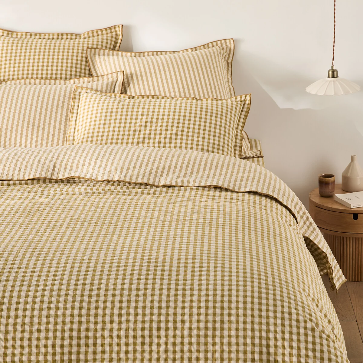 Cottage Absinthe Cotton Seersucker Duvet Cover – image 1