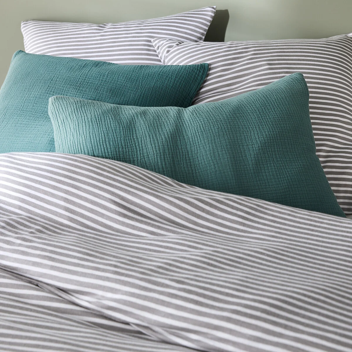 Dolsi Striped Grey Cotton/Modal Jersey Duvet Cover – image 2
