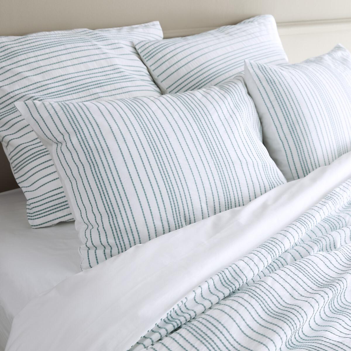 Roma Striped Embroidered 100% Washed Cotton Percale Duvet Cover – image 2
