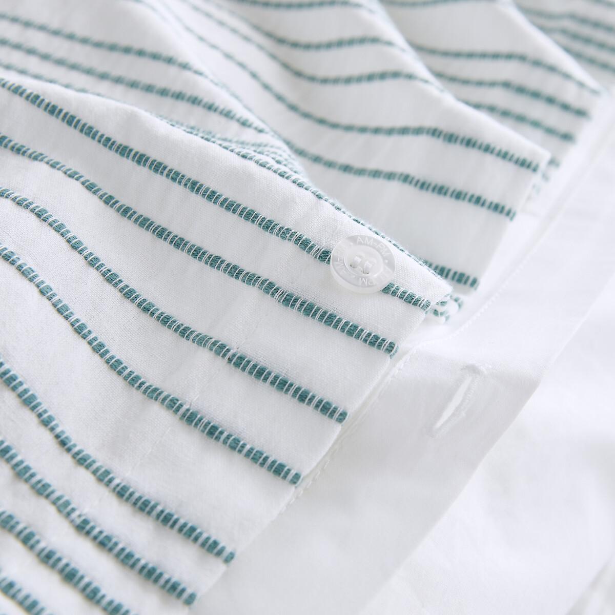 Roma Striped Embroidered 100% Washed Cotton Percale Duvet Cover – image 5