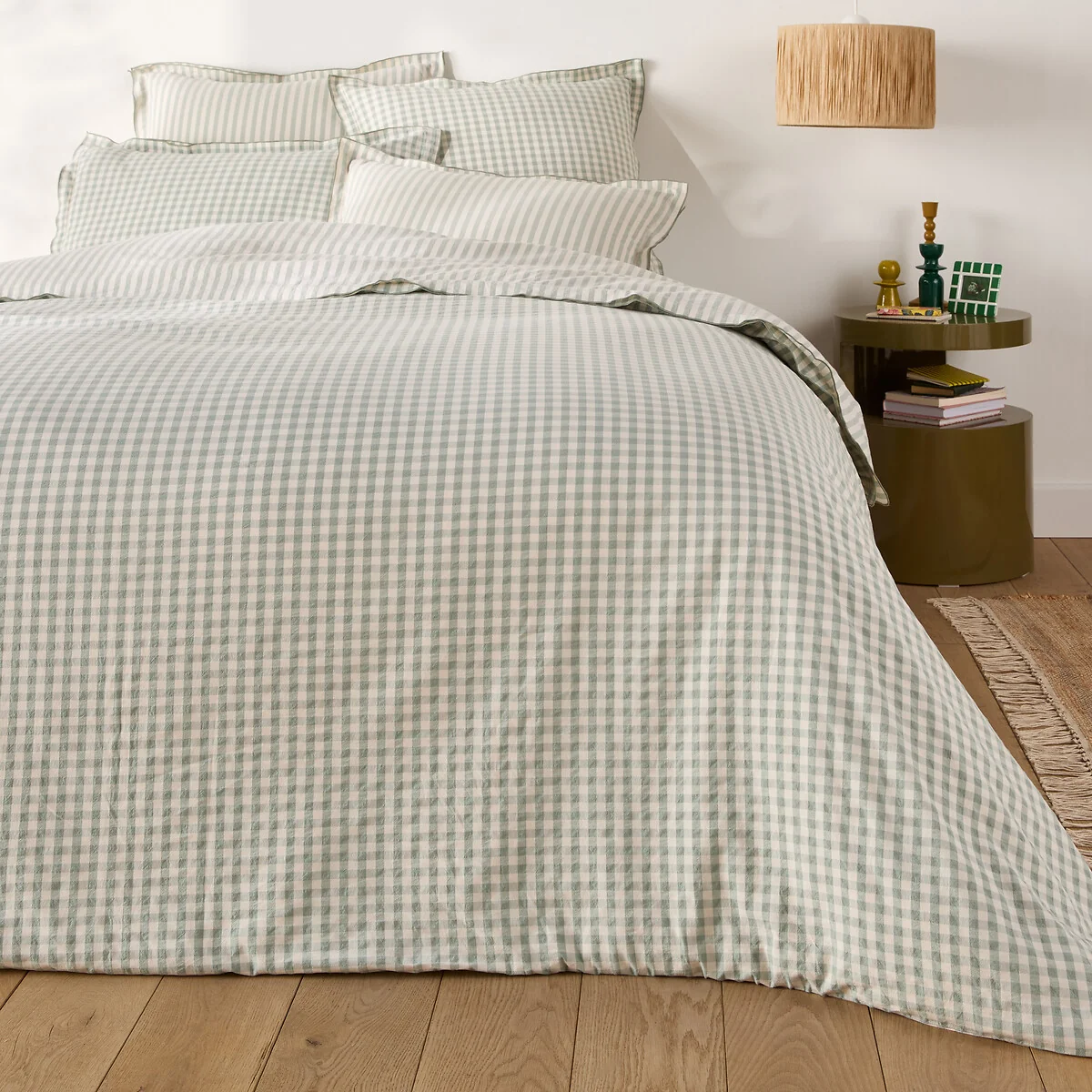 Cottage Green Cotton Seersucker Duvet Cover – image 3