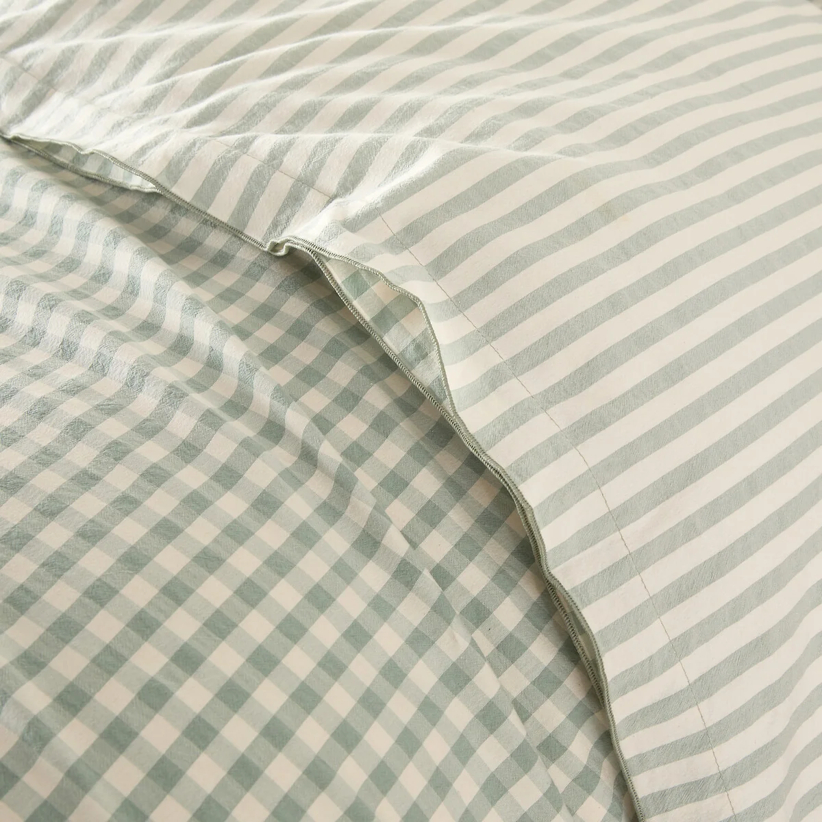 Cottage Green Cotton Seersucker Duvet Cover – image 5