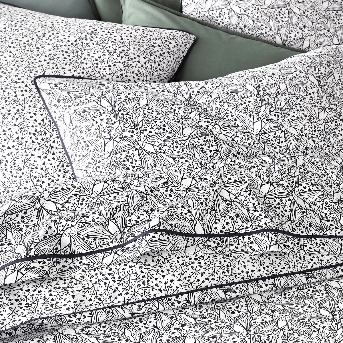 Leafbird Floral 100% Washed Cotton Duvet Cover – image 2