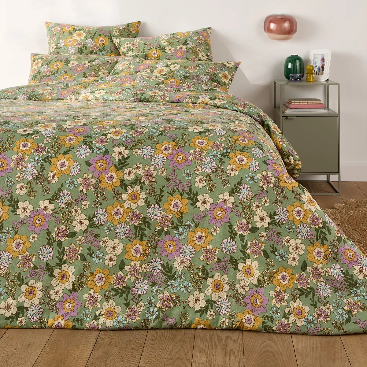 Rosemary Green Cotton & Washed Linen Duvet Cover – image 2